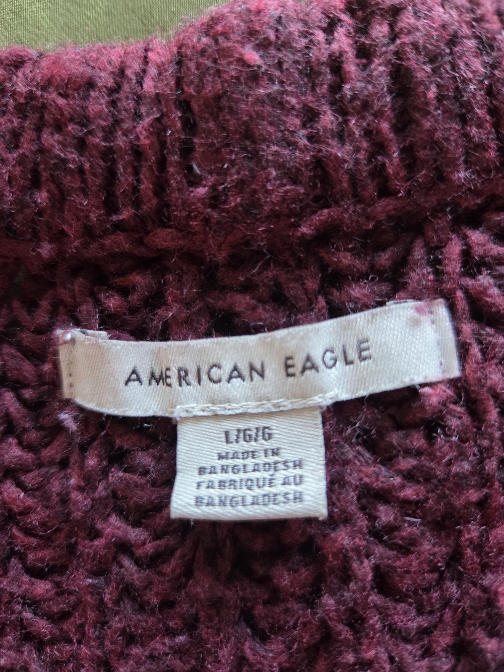 American Eagle Outfitters Burgundy Chunky Opend Knit Cropped Sweater - Picture 2 of 6